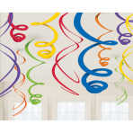 12 Swirl Decorations Rainbow Foil 55.8 cm