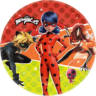 8 Plates Miraculous Round Paper 23 cm 8 Plates Miraculous Round Paper 23 cm