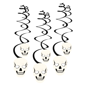 6 Swirl Decorations Skulls Paper Length 60 cm 6 Swirl Decorations Skulls Paper Length 60 cm