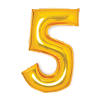 Medium Number 5 Gold Foil Balloon N26 Packaged 72 cm x 52 cm