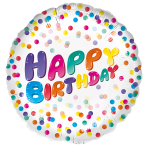 Standard - Happy Birthday Confetti - ENG Foil Balloon RP40 Packaged 45 cm