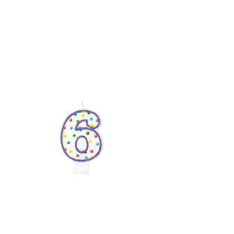 Numeral Candle 6 Polka Dots Height 7.6 cm Numeral Candle 6 Polka Dots Height 7.6 cm