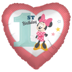 Standard Minnie 1st Birthday Foil Balloon C60 Packaged 43 cm