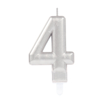 Number Candle 4 Starlight Birthday Silver Height 9.3 cm