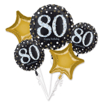 Bouquet Sparkling Birthday 80 Foil Balloon P75 Packaged -