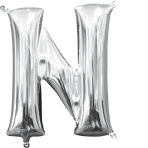 MiniShape Letter N Silver Foil Balloon L16 Packaged