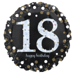Standard Holographic Sparkling Birthday 18 Foil Balloon C55 Packaged 43 cm