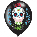 6 Latex Balloons Day of the Dead 27.5 cm / 11"