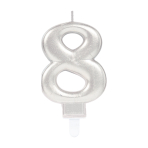 Number Candle 8 Starlight Birthday Silver Height 9.3 cm