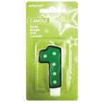 Numeral Candle 1 Dots & Black Border Height 7.6 cm