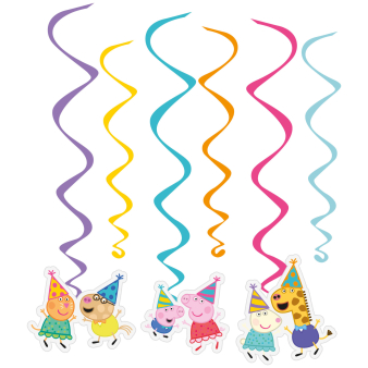 6 Swirl Decorations Peppa Pig Paper 40 cm, 60 cm 6 Swirl Decorations Peppa Pig Paper 40 cm, 60 cm