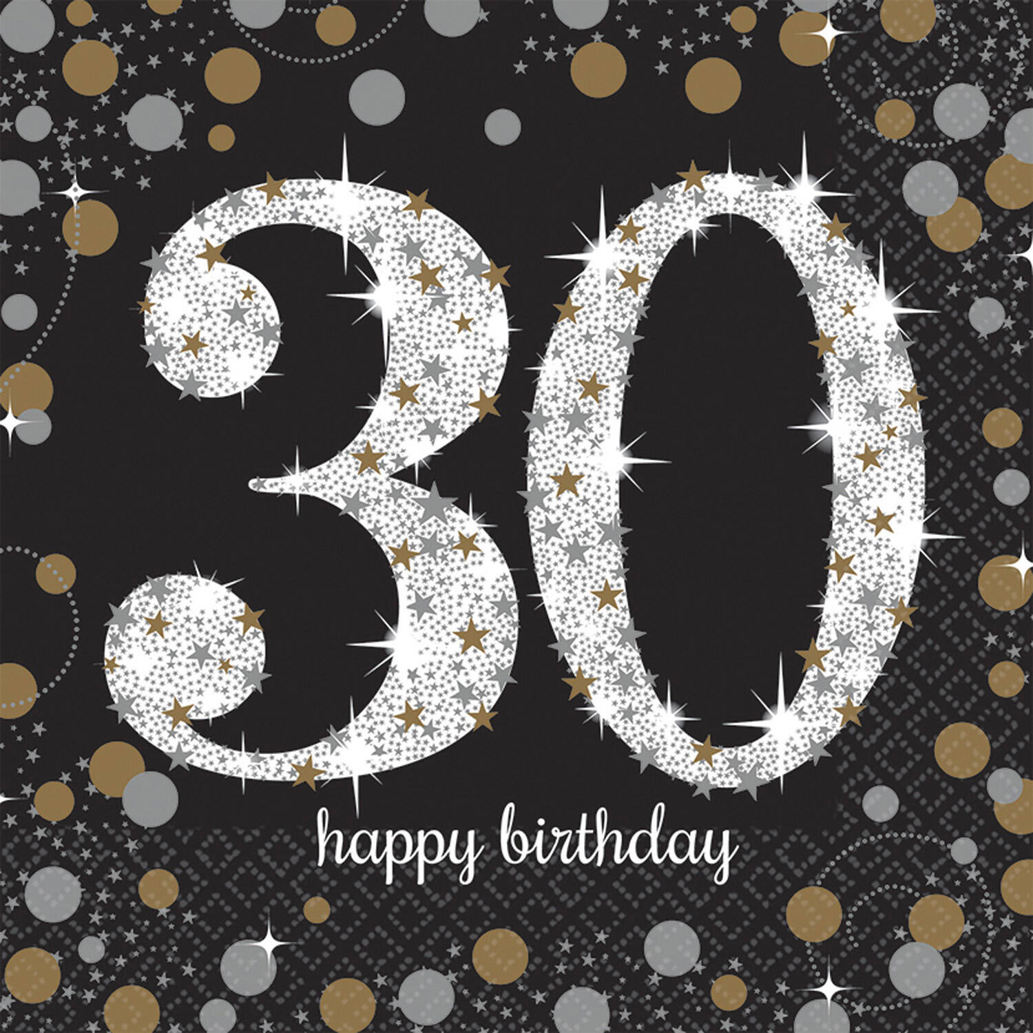 16 Napkins 30 Sparkling Celebration - Silver & Gold 33 x 33 cm