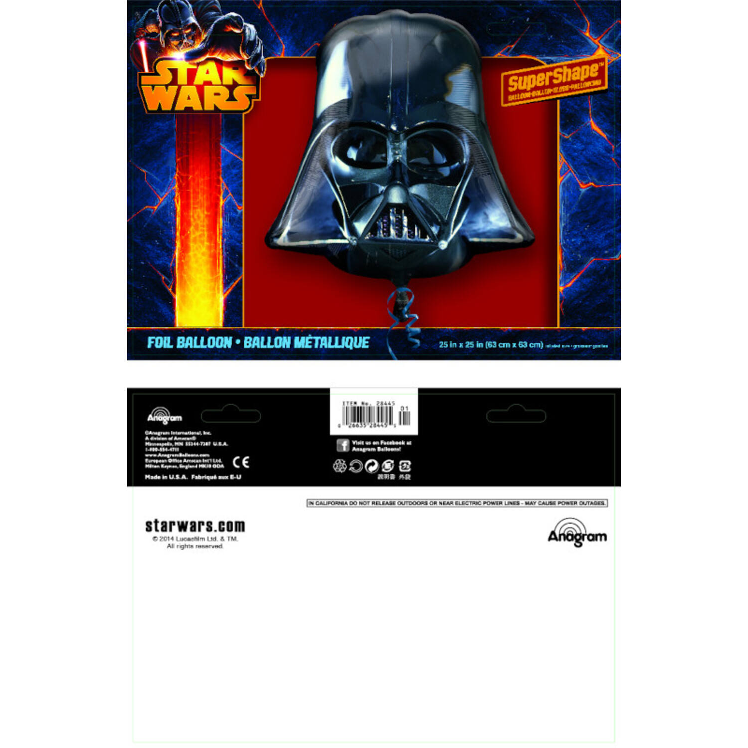 Foil Balloon - Shape - Darth Vader Helmet - 63 x 63 cm