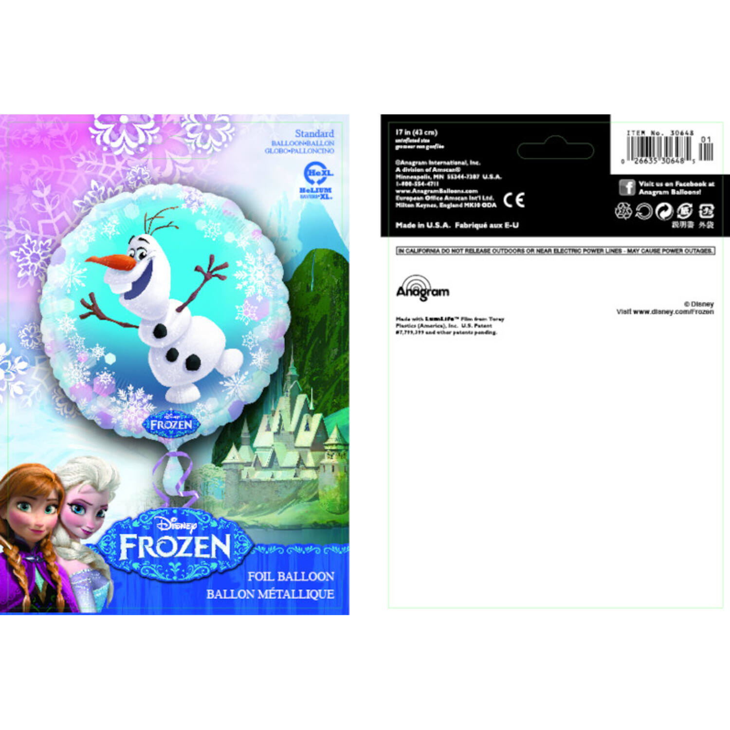 Olaf Frozen Foil Balloon - 46 cm