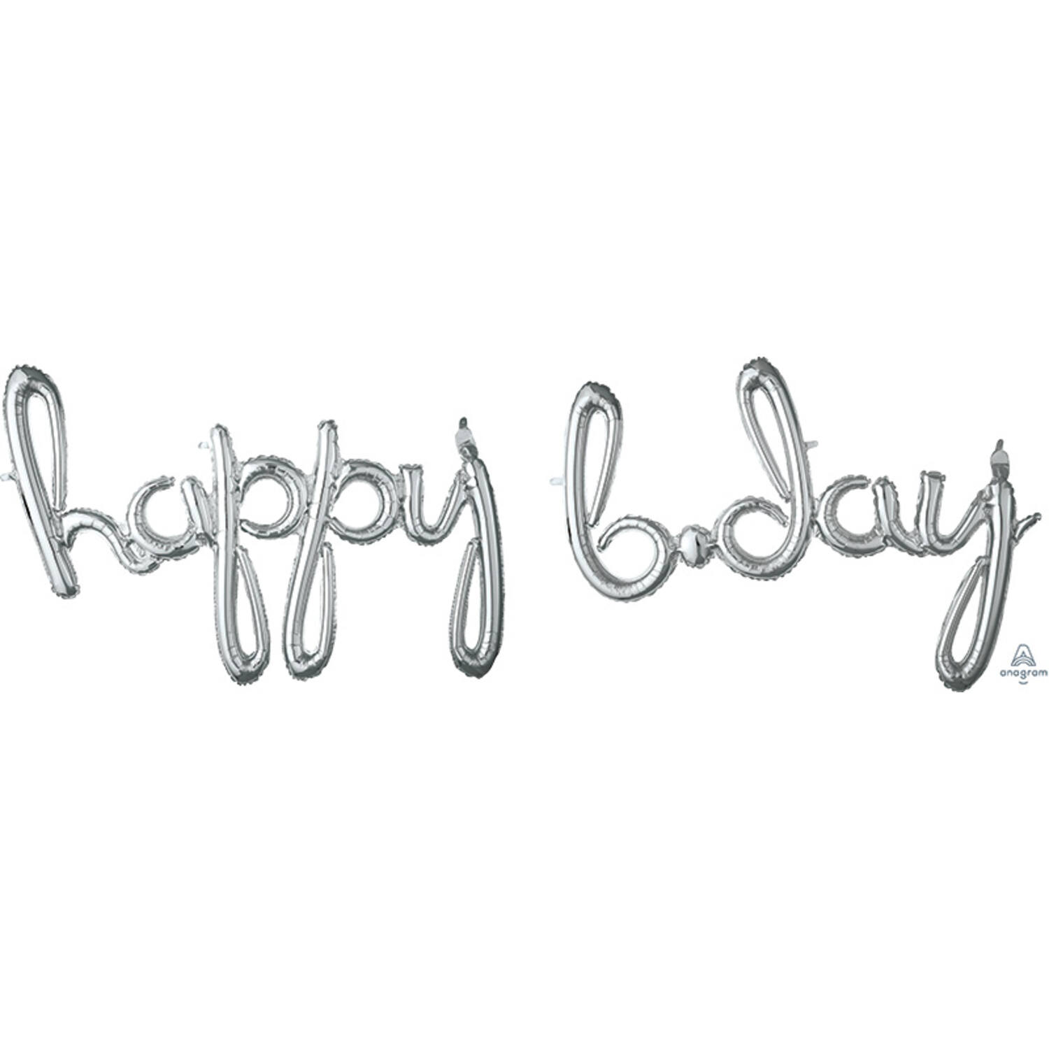 Foil Balloons – Shape – Letters "happy b*day" - Silver