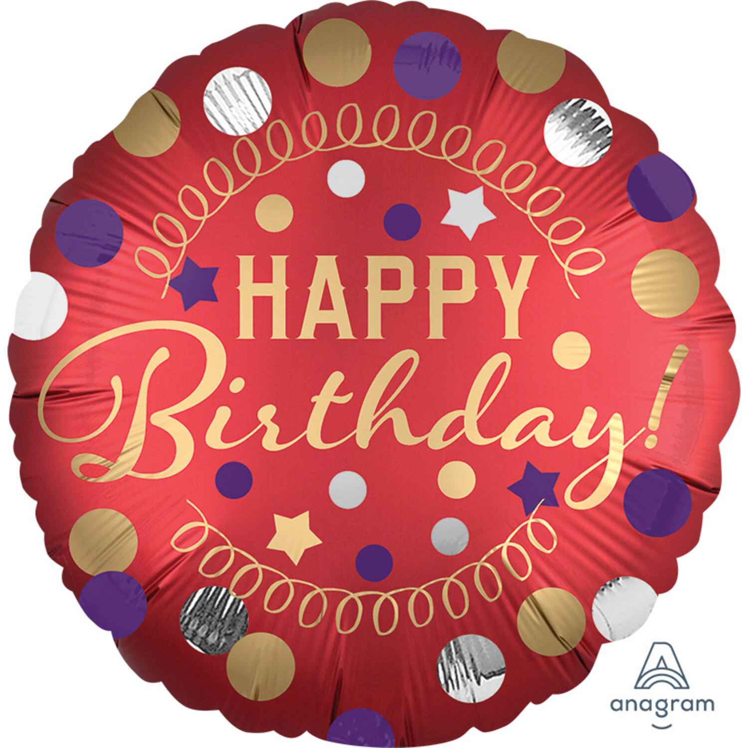 Foil Balloon - "HAPPY Birthday" - Satin Red and Party - 45 cm