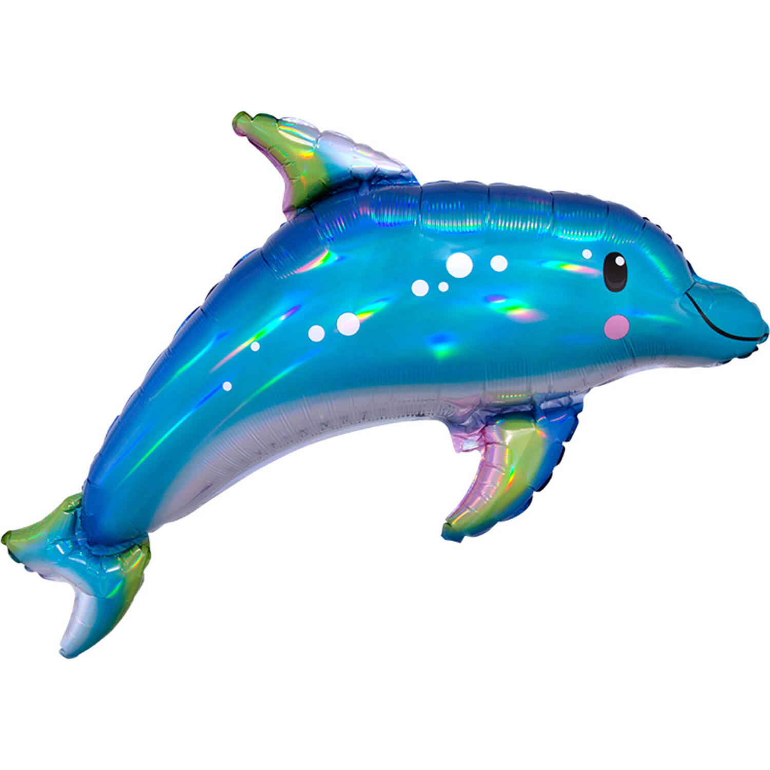 Foil Balloon - Shape - Dolphin - Blue Holographic Iridescent - 73 x 68 cm