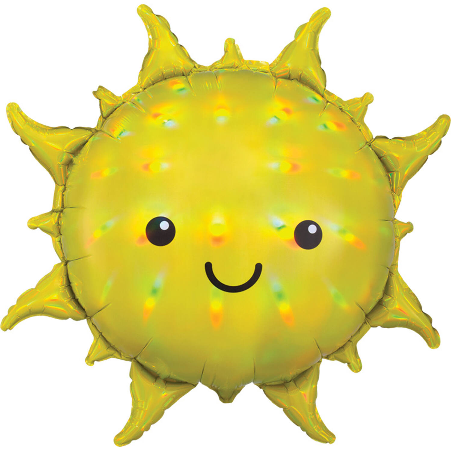 Foil Balloon - Shape - Sun - Yellow Holographic Iridescent - 68 x 68 cm