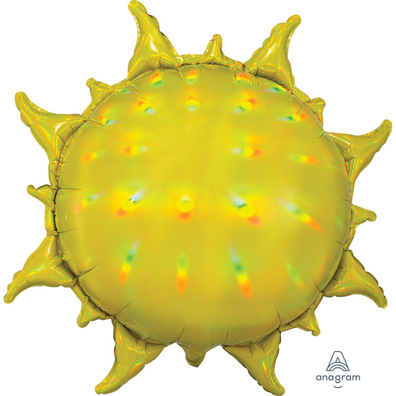 Foil Balloon - Shape - Sun - Yellow Holographic Iridescent - 68 x 68 cm
