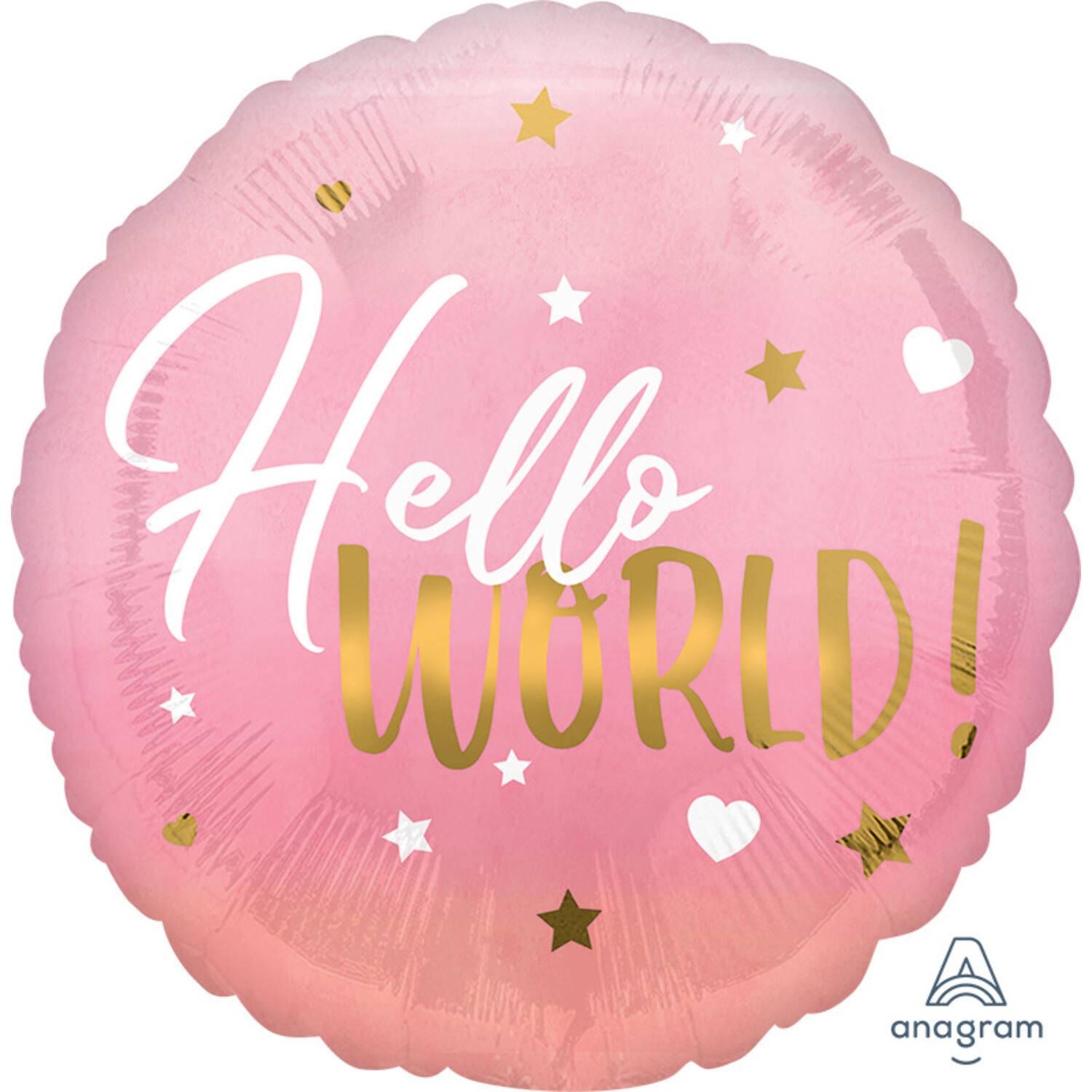 Foil Balloon - "Hello WORLD!" - Pink - 45 cm