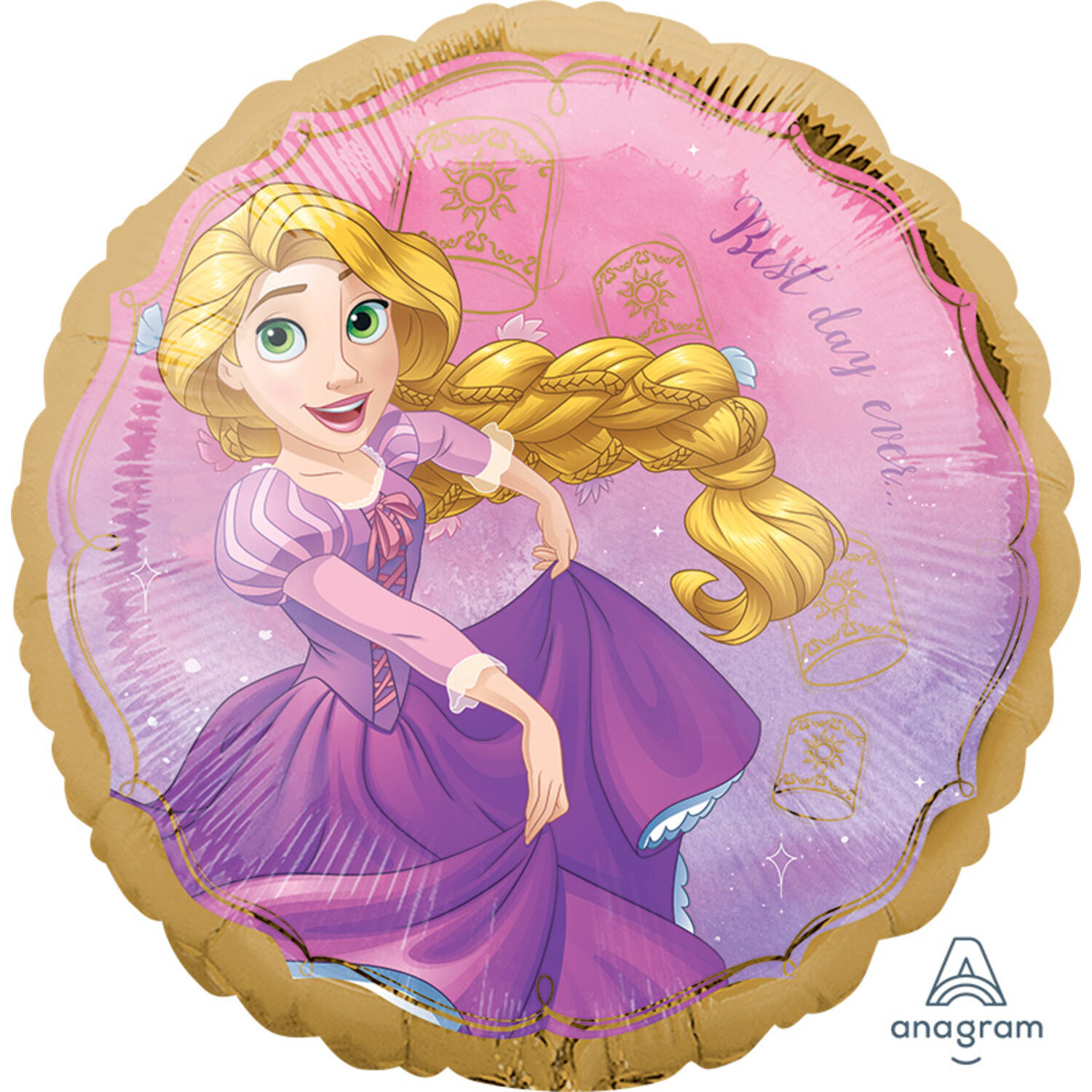 Foil Balloon - Rapunzel - "Best day ever" - 45 cm