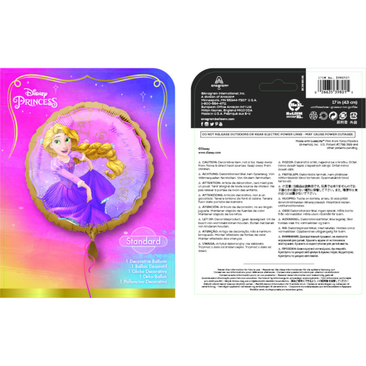 Foil Balloon - Rapunzel - "Best day ever" - 45 cm