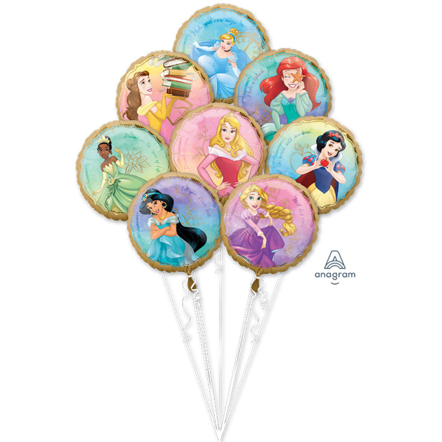 Foil Balloon Bouquet - Princesses Once Upon a Time - 8 pieces
