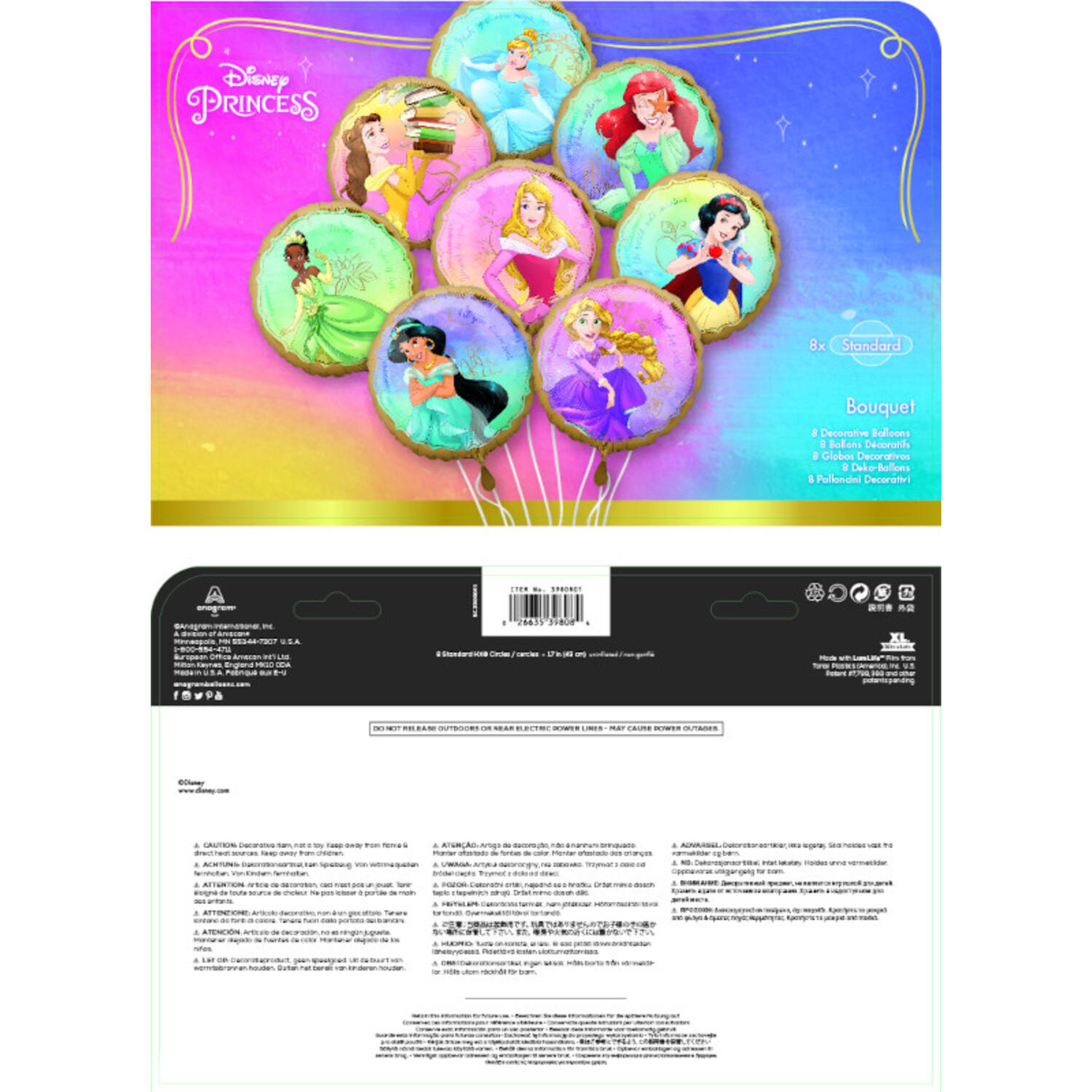 Foil Balloon Bouquet - Princesses Once Upon a Time - 8 pieces