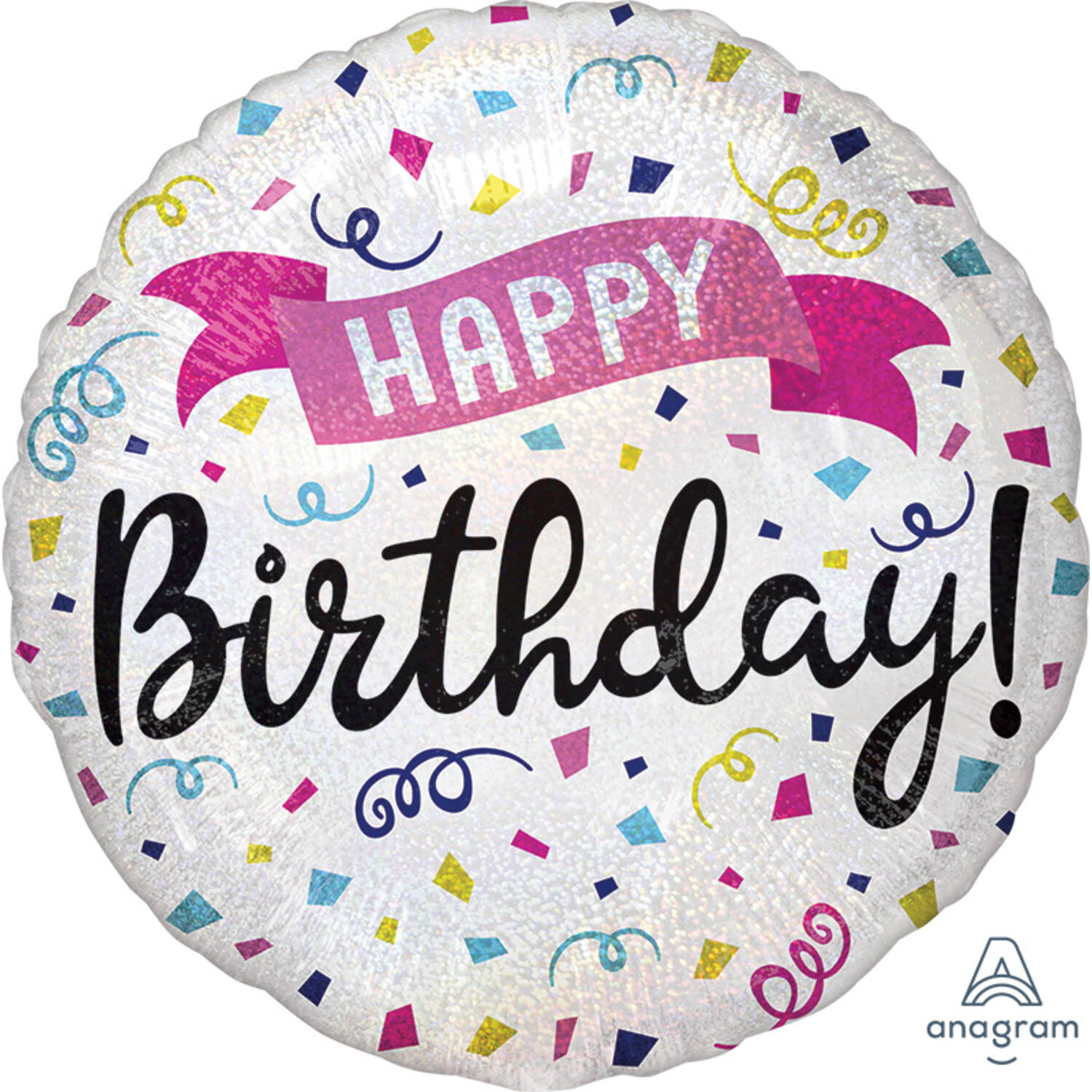 Foil Balloon - "HAPPY Birthday!" - White with Decoration - 45 cm
