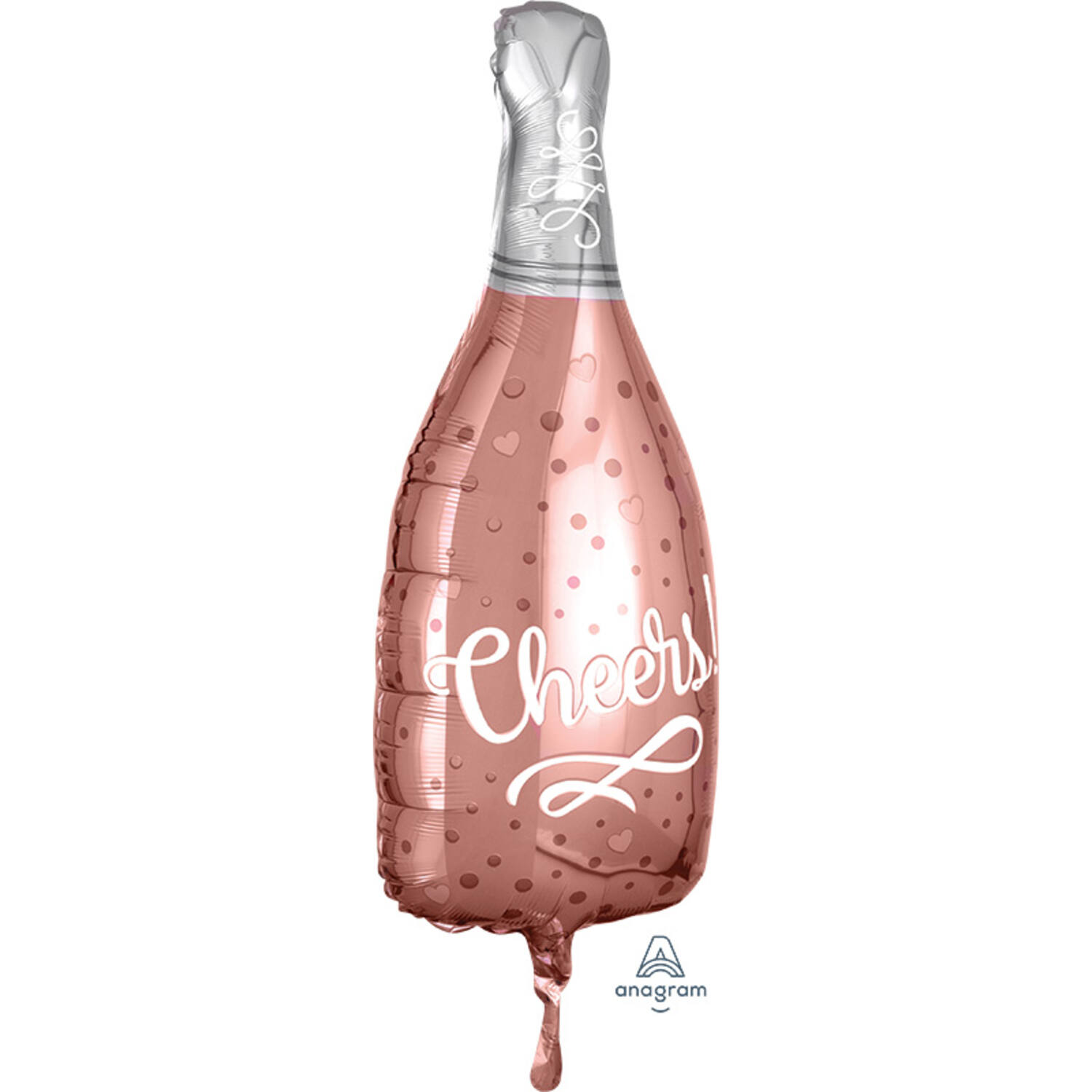 Foil Balloon - Shape - Rosé Champagne Bottle "Cheers!" - Pink - 25 x 66 cm