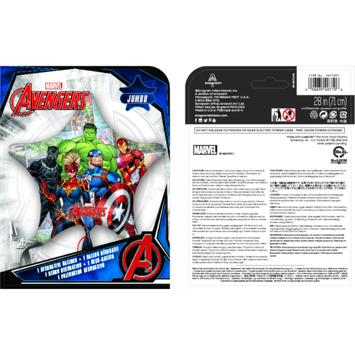 Foil Balloon - Shape - Star - Avengers Power Unite - 71 x 71 cm