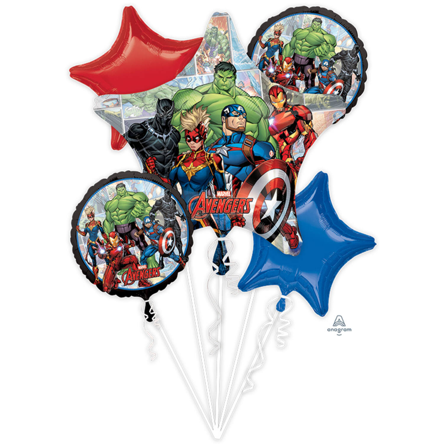Foil Balloon Bouquet - Avengers Power Unite - 5 pieces