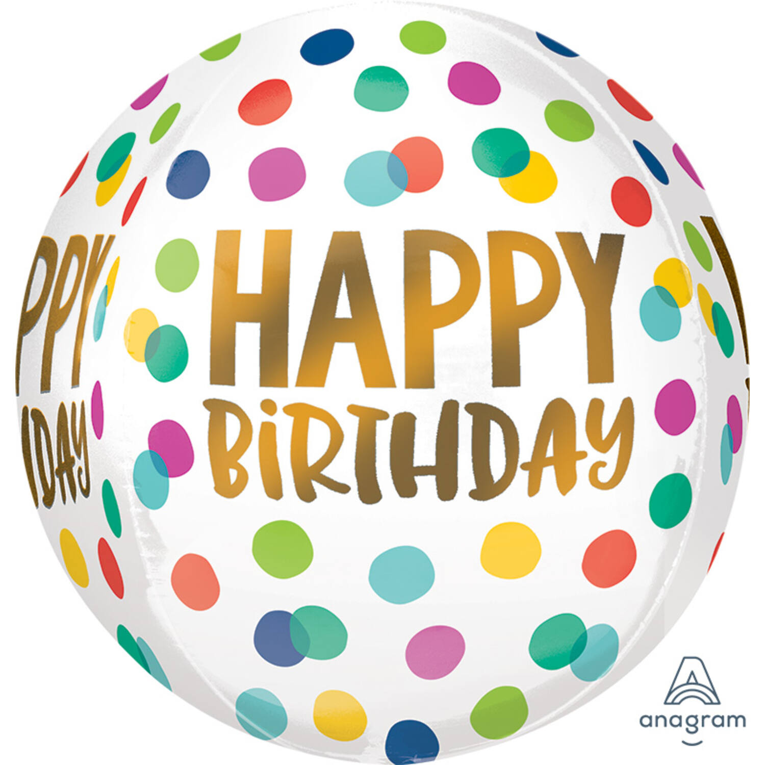 Orbz® - "HAPPY BIRTHDAY" - White with Coloured Dots - 38 x 40 cm