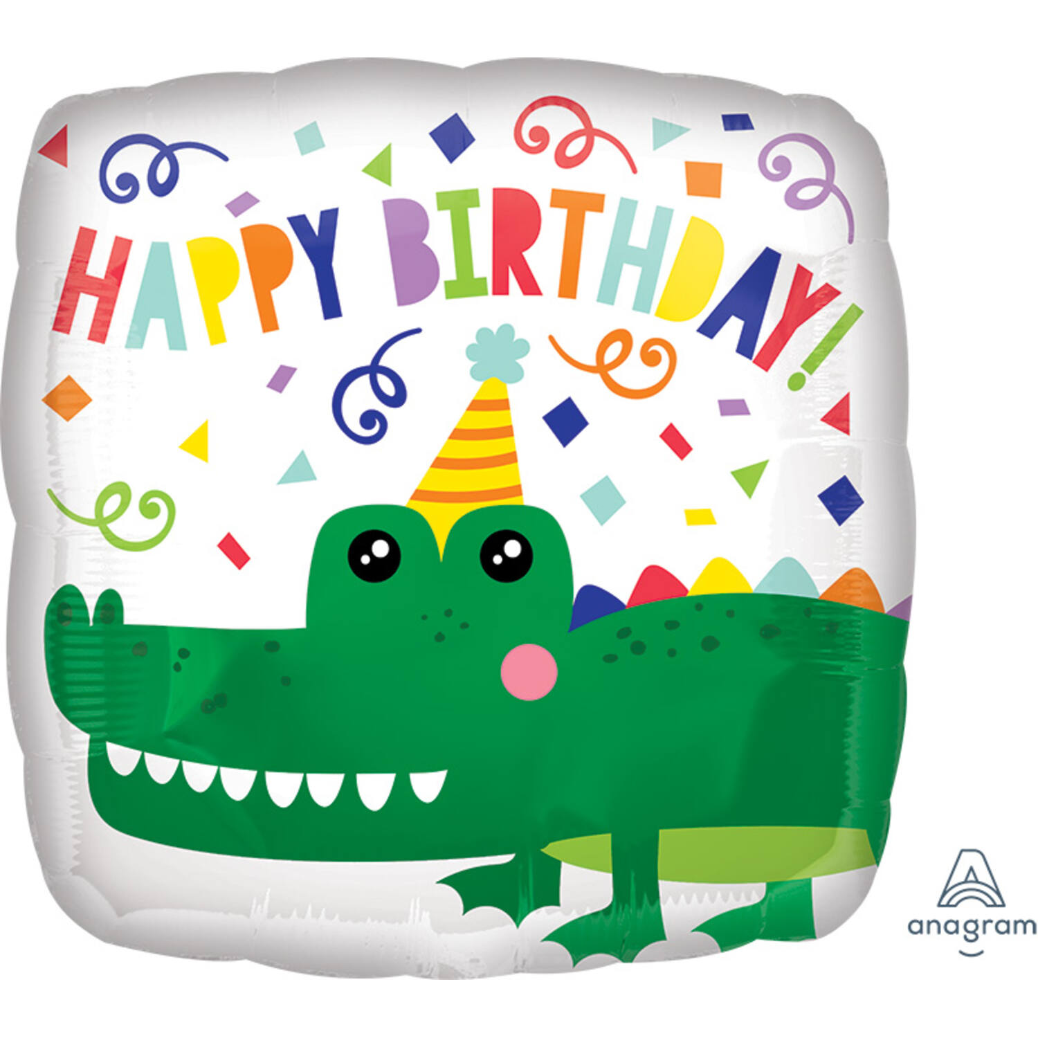 Foil Balloon - Shape - Square - "HAPPY BIRTHDAY" - Gator - 45 cm