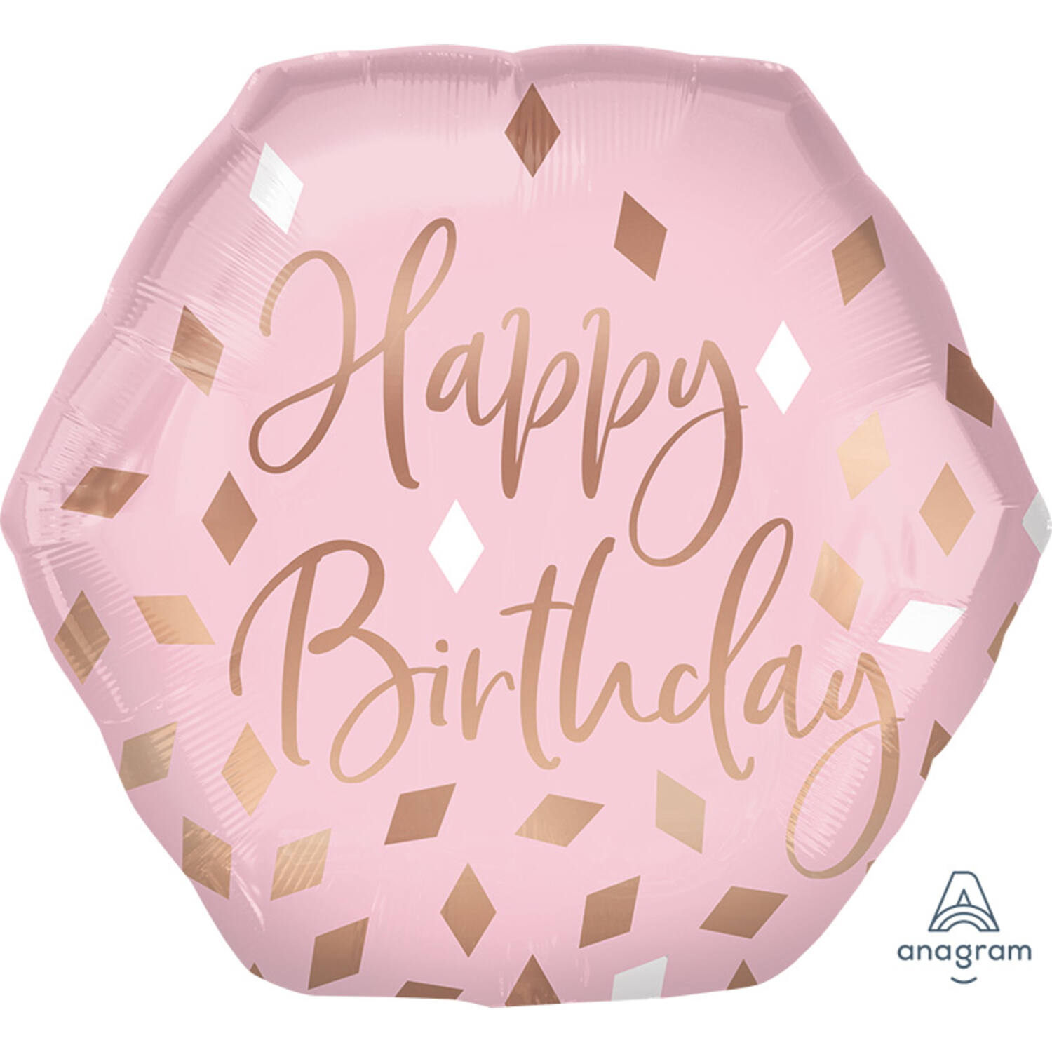 Foil Balloon - Shape - Heptagon - "Happy Birthday" - Pink - 58 x 55 cm