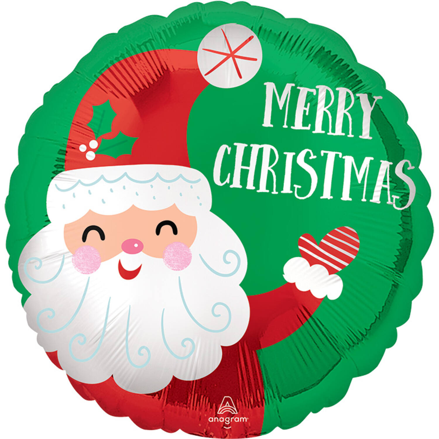 Foil Balloon - "MERRY CHRISTMAS" - Satin Santa Claus - 45 cm