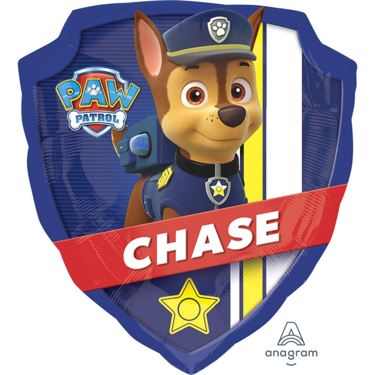Foil Balloon - Shape - Paw Patrol Shield - "CHASE" - 63 x 68 cm