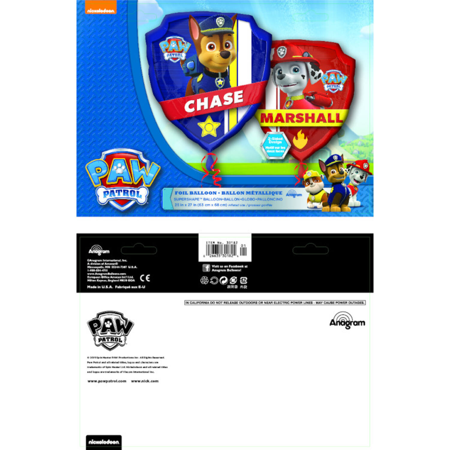 Foil Balloon - Shape - Paw Patrol Shield - "CHASE" - 63 x 68 cm