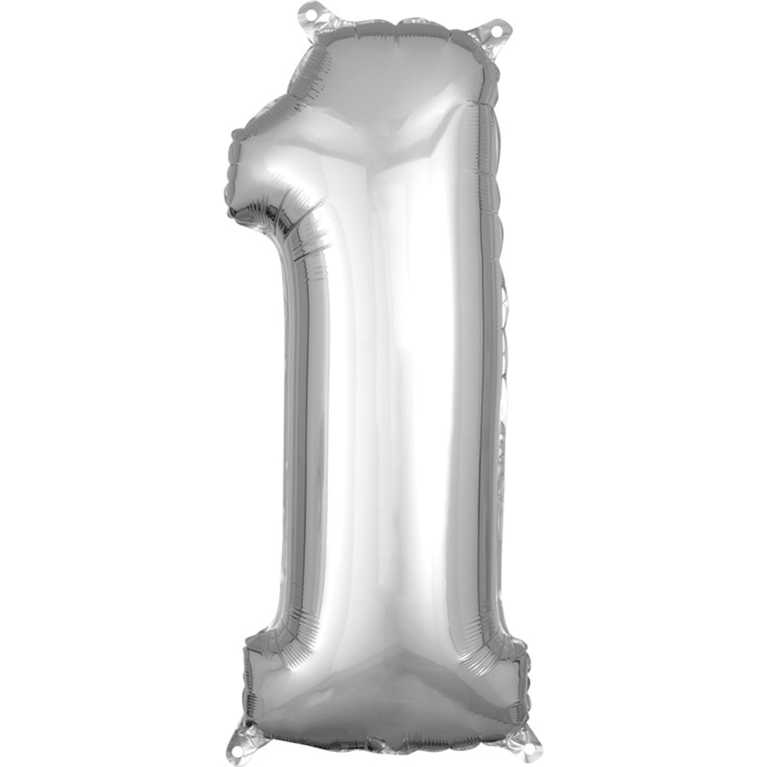 Foil Balloon - Number - 1 - Silver - 28 x 66 cm