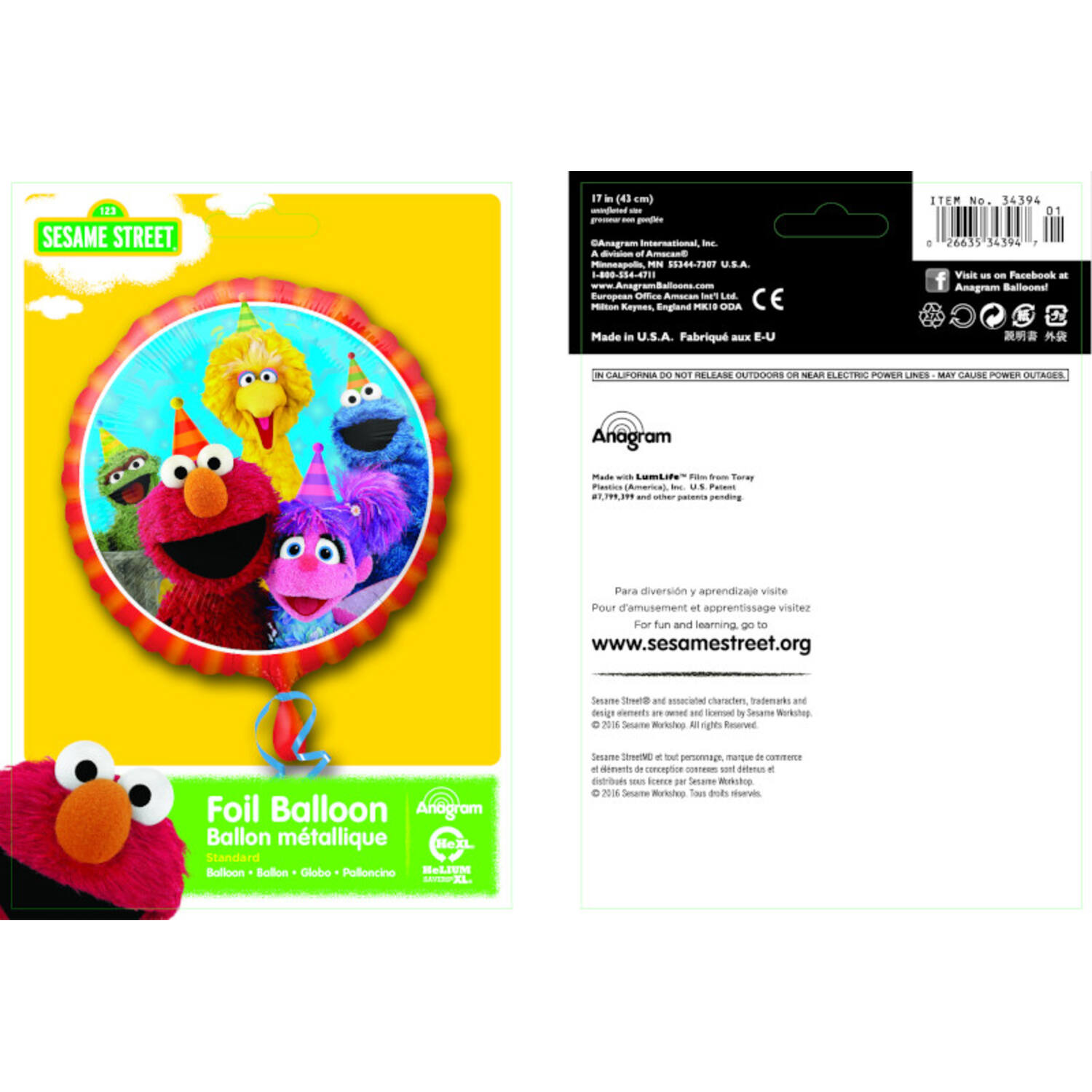 Foil Balloon - Sesame Street - 45 cm