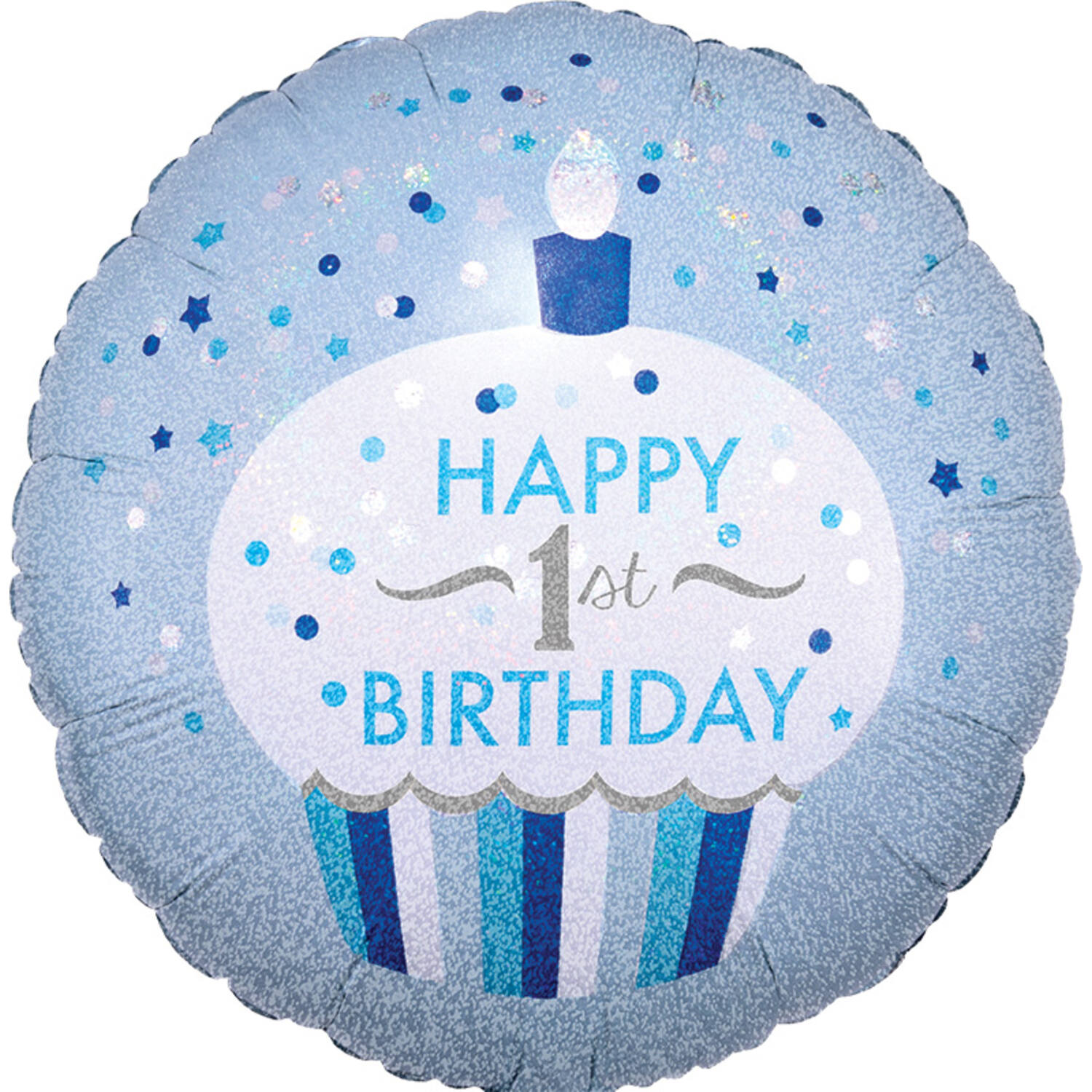 Foil Balloon - "HAPPY 1st BIRTHDAY" Cupcake - Blue - 45 cm
