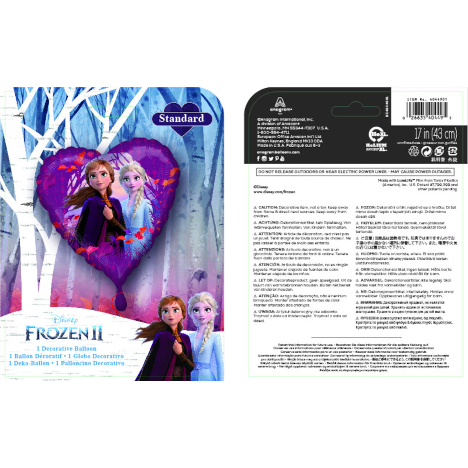 Foil Balloon - Frozen 2 - Purple - 45 cm