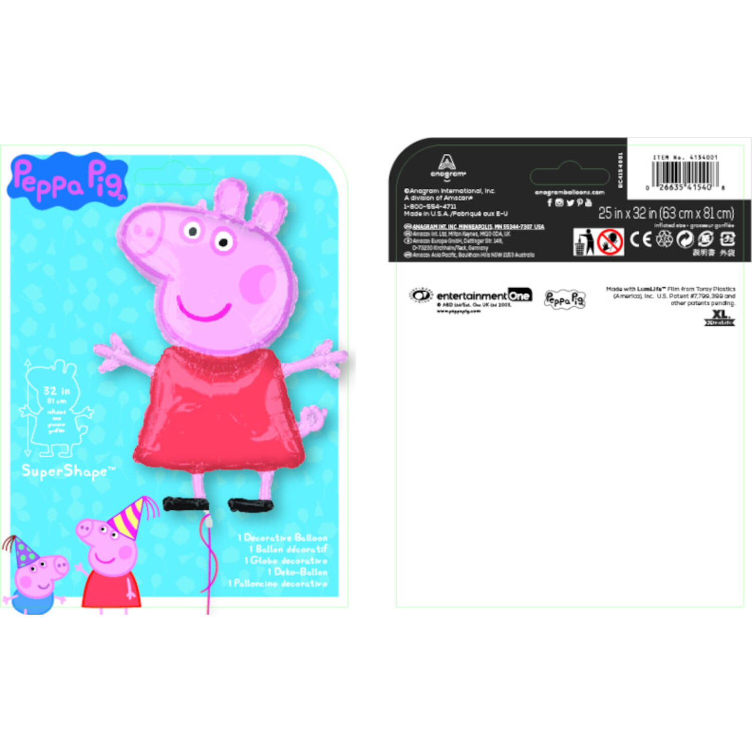 Foil Balloon - Shape - Peppa Pig - 63 x 81 cm