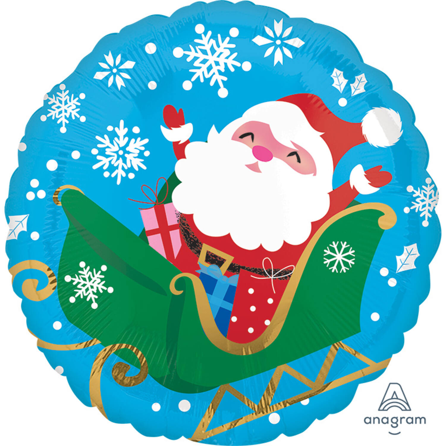 Foil Balloon - Happy Santa in Sleigh - 45 cm