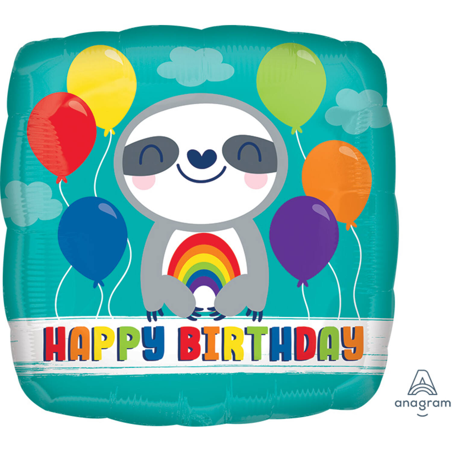 18in/45cm HBday Sloth w Rainbow