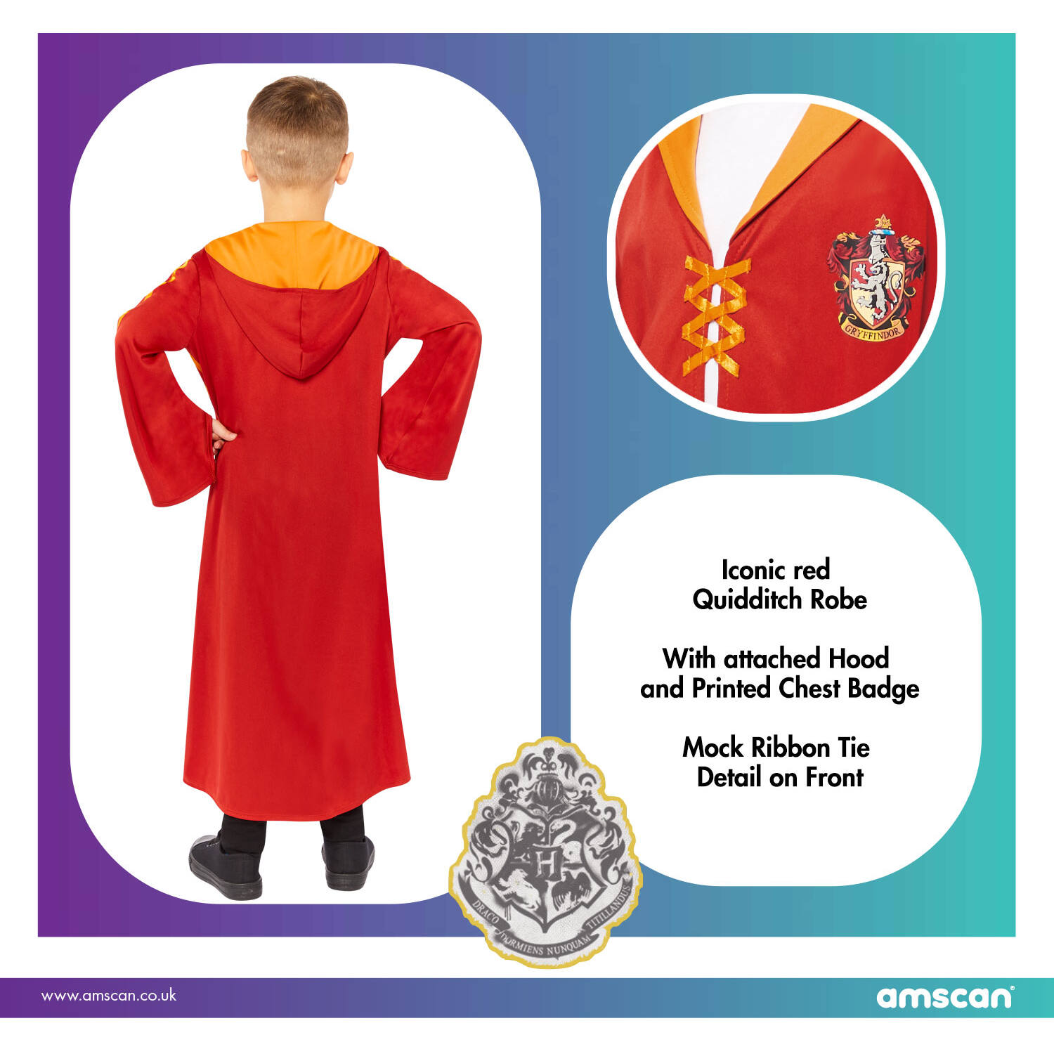 Child Costume Gryffindor Quidd Robe Age 10-12 Years