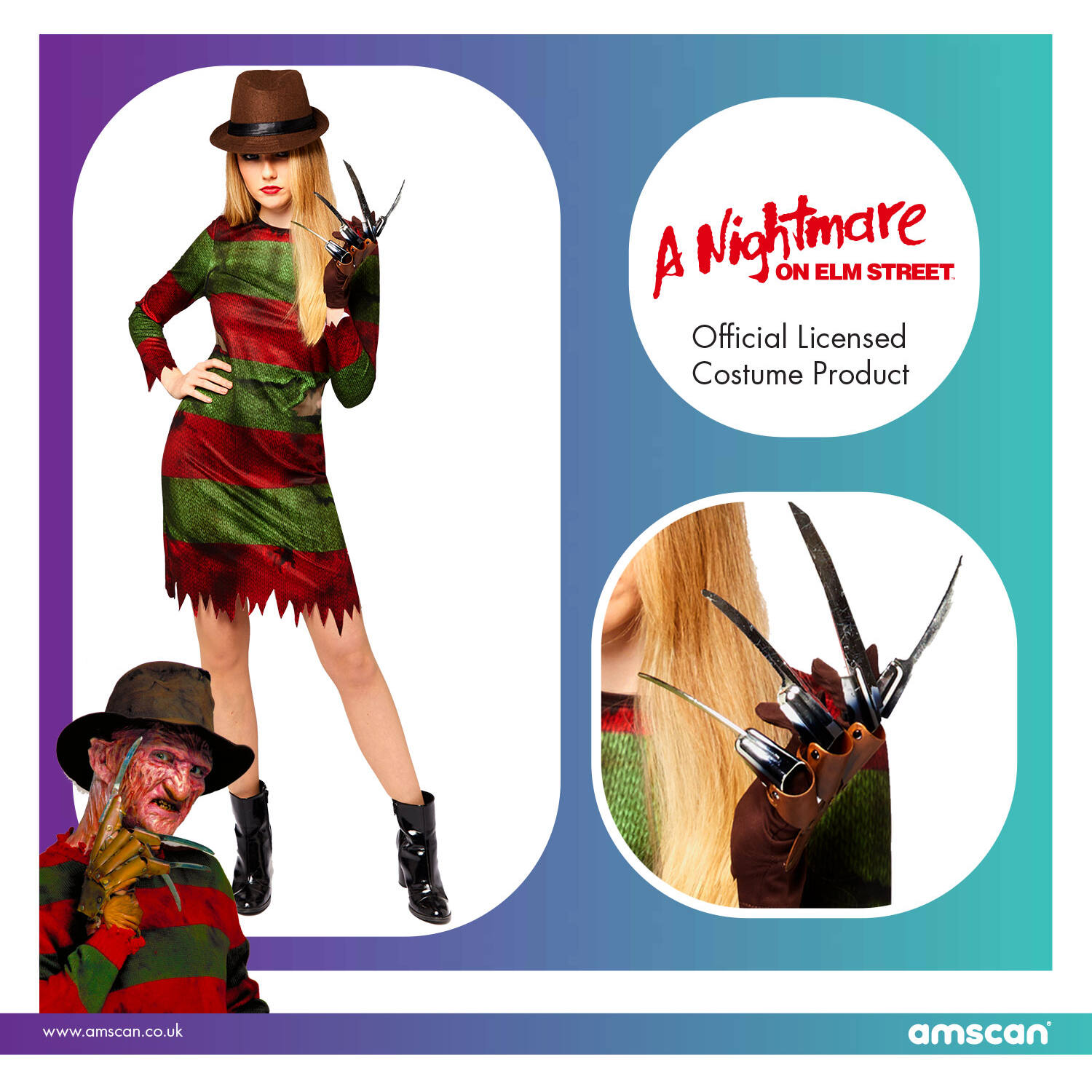 Adult Costume Freddy Kruger Ladies Size S