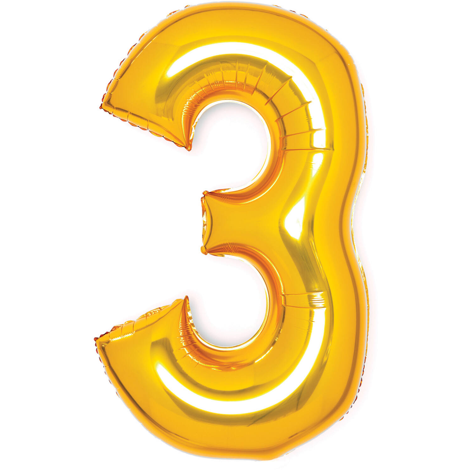 Medium Number 3 Gold Foil Balloon N26 Packaged 70 cm x 50 cm