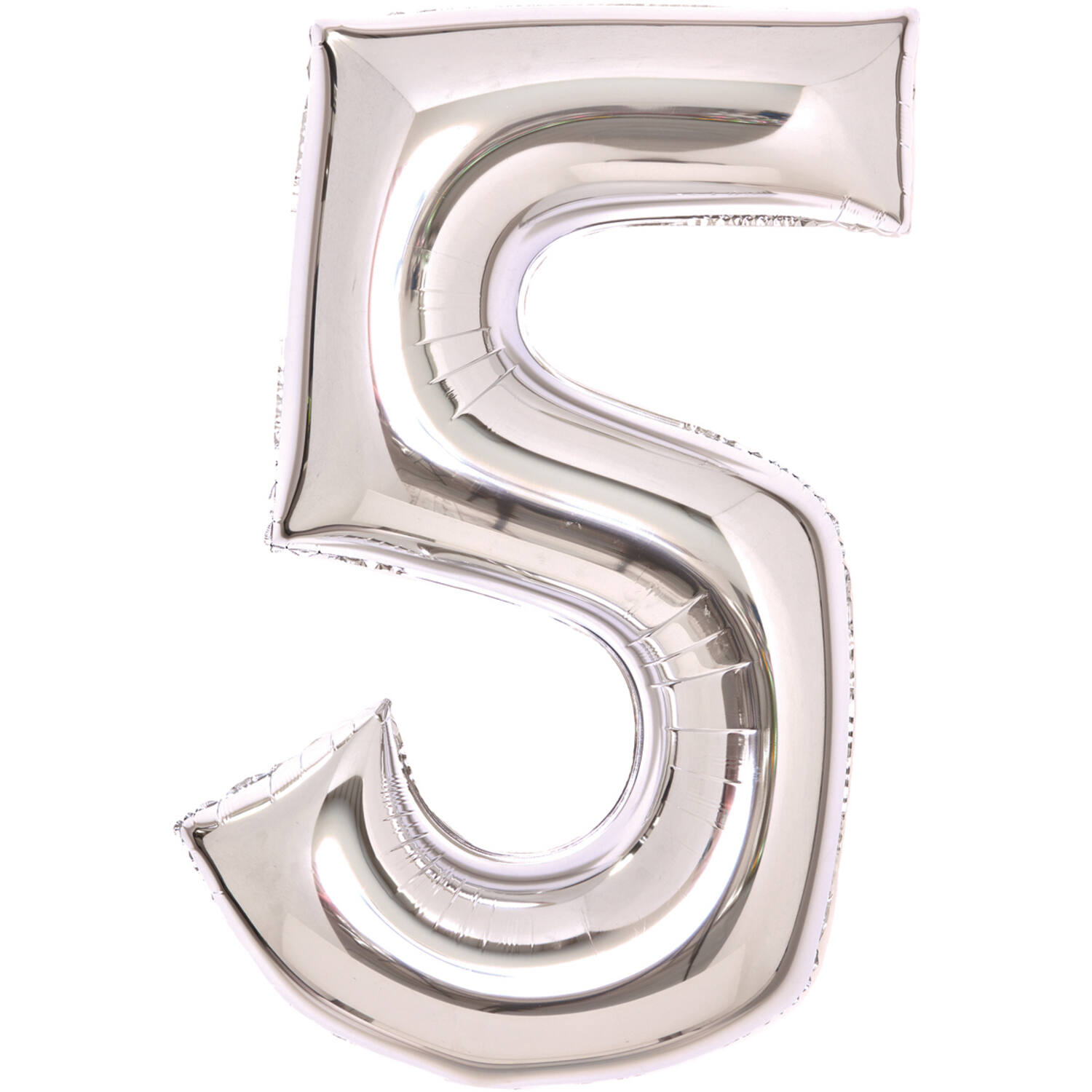 Medium Number 5 Silver Foil Balloon N26 Packaged 72 cm x 52 cm
