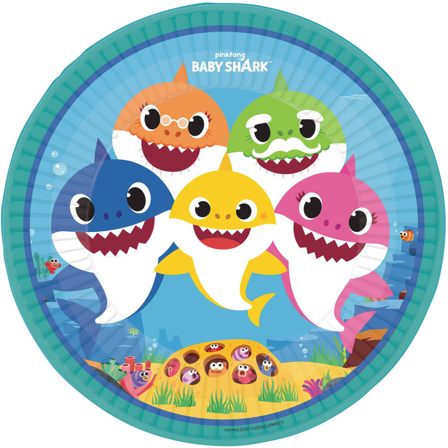 8 Plates Baby Shark Round Paper 23 cm